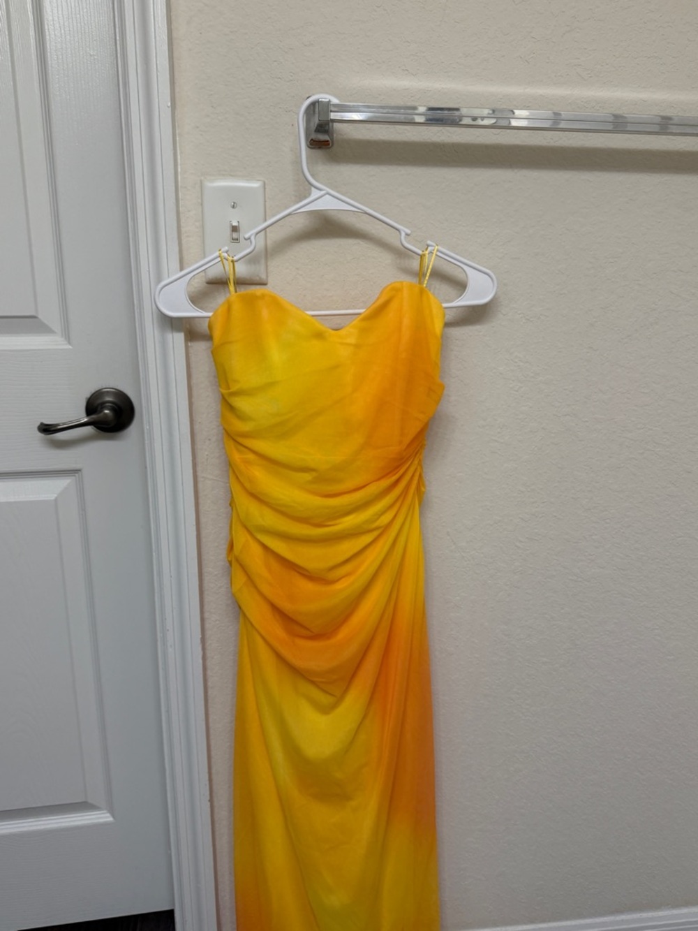 Zara Yellow Strapless Draped Evening Gown